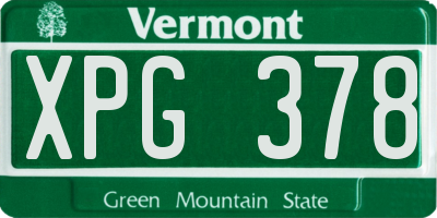 VT license plate XPG378