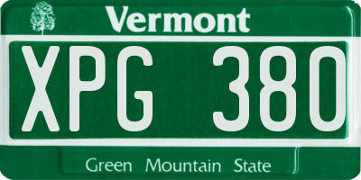 VT license plate XPG380