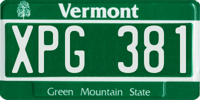 VT license plate XPG381
