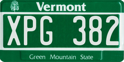 VT license plate XPG382