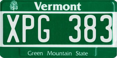 VT license plate XPG383