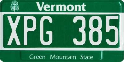 VT license plate XPG385