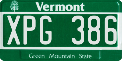 VT license plate XPG386