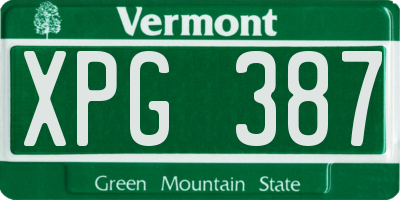 VT license plate XPG387