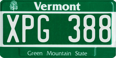 VT license plate XPG388