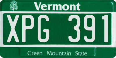 VT license plate XPG391