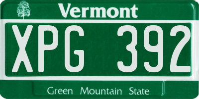 VT license plate XPG392