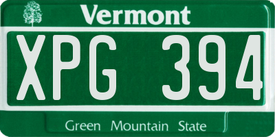VT license plate XPG394