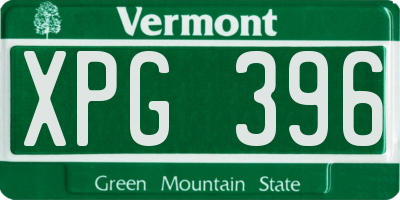 VT license plate XPG396
