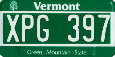 VT license plate XPG397