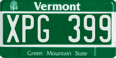 VT license plate XPG399