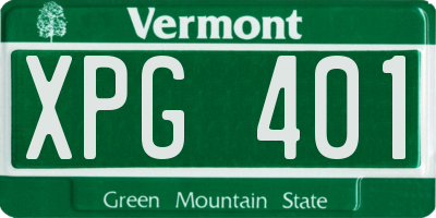 VT license plate XPG401