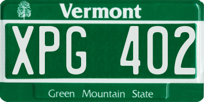 VT license plate XPG402
