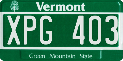 VT license plate XPG403