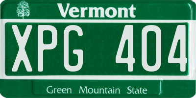 VT license plate XPG404