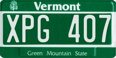 VT license plate XPG407