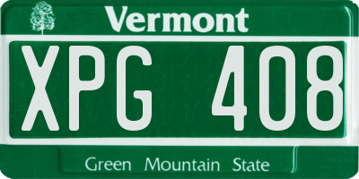 VT license plate XPG408