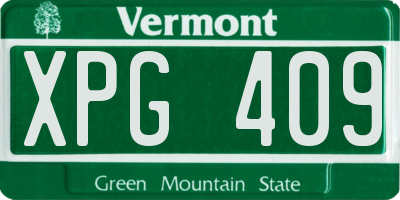 VT license plate XPG409