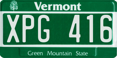 VT license plate XPG416