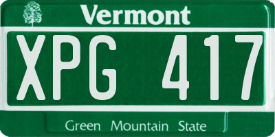 VT license plate XPG417
