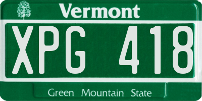 VT license plate XPG418
