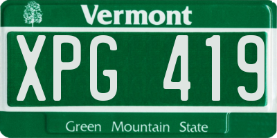 VT license plate XPG419