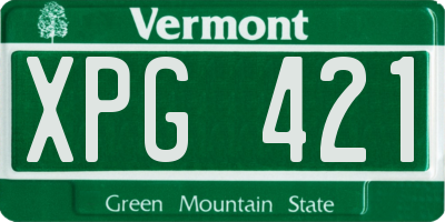 VT license plate XPG421