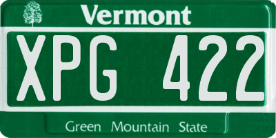 VT license plate XPG422
