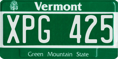 VT license plate XPG425