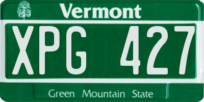 VT license plate XPG427
