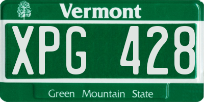 VT license plate XPG428
