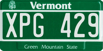 VT license plate XPG429