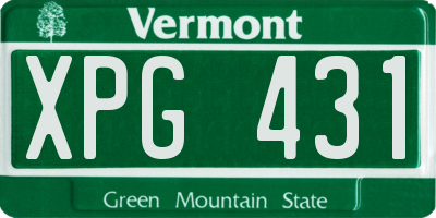 VT license plate XPG431