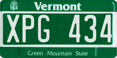 VT license plate XPG434