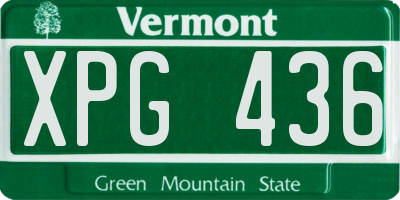 VT license plate XPG436