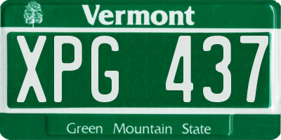 VT license plate XPG437