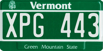 VT license plate XPG443