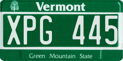 VT license plate XPG445
