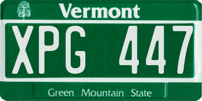VT license plate XPG447