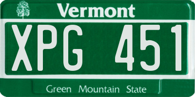 VT license plate XPG451