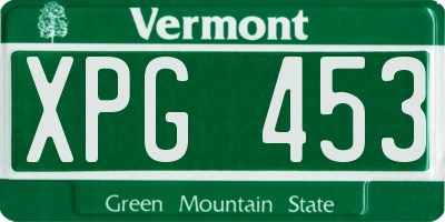 VT license plate XPG453