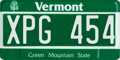 VT license plate XPG454