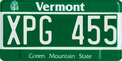 VT license plate XPG455