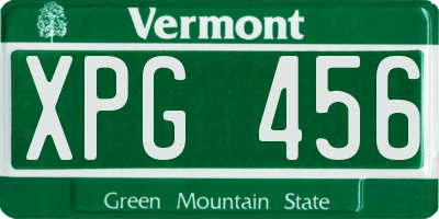 VT license plate XPG456