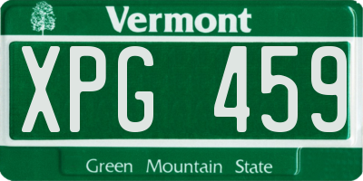 VT license plate XPG459