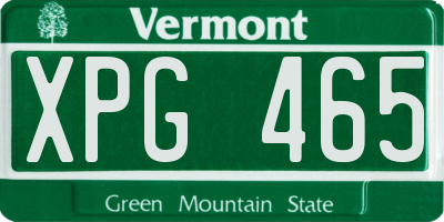 VT license plate XPG465
