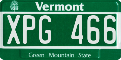 VT license plate XPG466