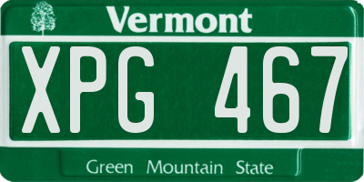 VT license plate XPG467