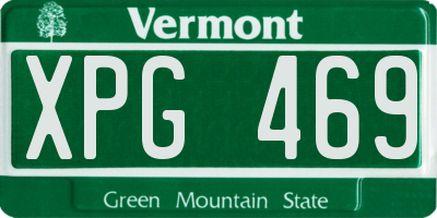 VT license plate XPG469