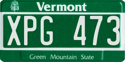 VT license plate XPG473